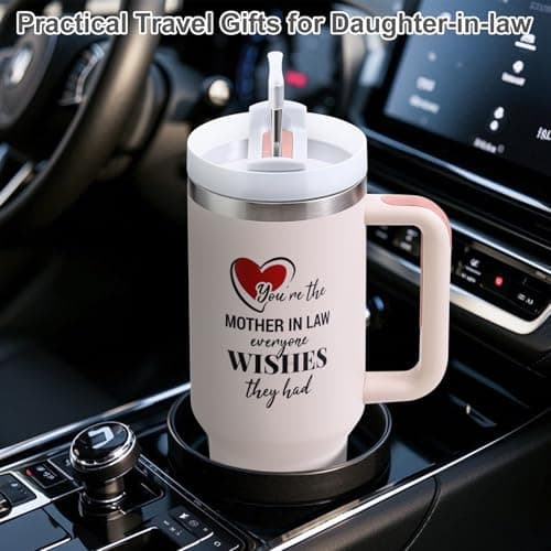 Mother in Law Tumbler with Handle 40oz Mothers Day Gift - Best Funny Mother in Law Mug Gifts for Birthday Mother's Day, Wedding, Valentine's, Christmas B0DS9TZLBC