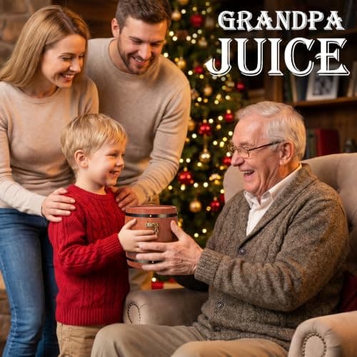LIGHTEN LIFE Grandpa Juice Whiskey Glass Set 12 oz, Rocks Glasses Father's Day Ideas in Barrel Box, Unique Bourbon Glass Gifts for Men, Best Grandpas, Grandfather, Birthday, Christmas B0GWR6K4YN
