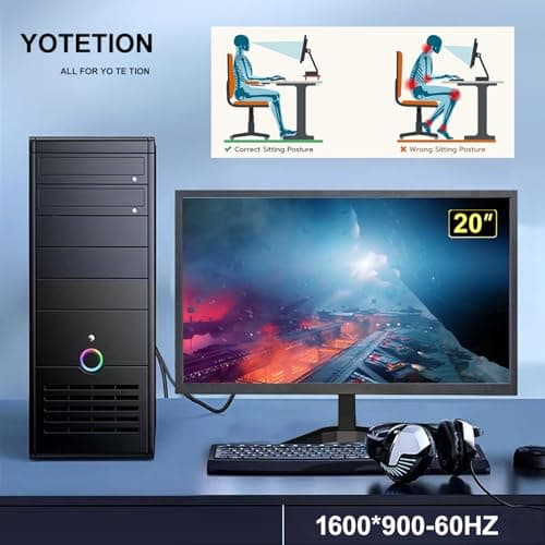 20 '' HD (1600 x 900) Monitor, 60Hz Refresh Rate, HDMI x1, Small Thin Monitor for laptops, Computers and desktops,LED Display