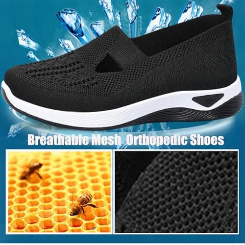 EURO JOY Orthopedic Walking Shoes for Women,2025 New Orthowalkway Womens Shoes,Woven Orthopedic Breathable Walking Sneaker Non-Slip Arch Support Slip on Shoes