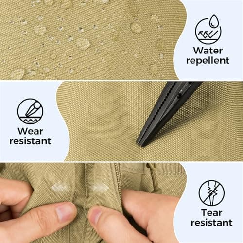 KastKing Karryall Fishing Bucket Organizer for 5 Gallon Bucket, Ice Fishing Tackle Bag with Adjustable Buckle, Rod & Plier Holder and Multi-Pockets for Fishing Gear & Accessories Storage,Khaki