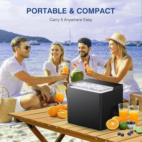 Ice Makers Countertop, 9 Ice Cubes in 6 Mins Portable Ice Maker, 2 Sizes of Bullet Ice (S/L) Small Ice Machine for Home Kitchen Camping (Onyx)