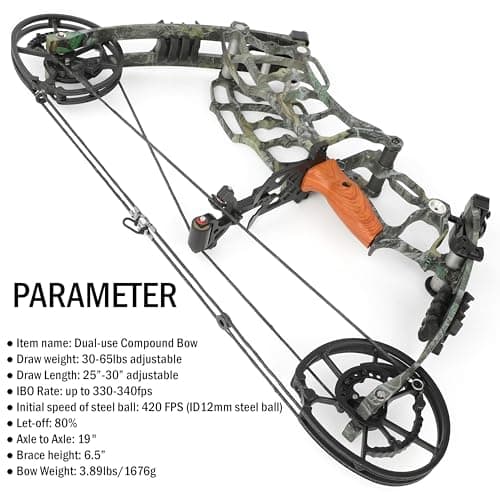 Archery Dual-use Compound Bow Set for Arrows and Steel Ball,30-65lbs Adjustable,Hunting Bows,Short-Axis Compound Bow,for Outdoor Hunting Target Shooting Practice