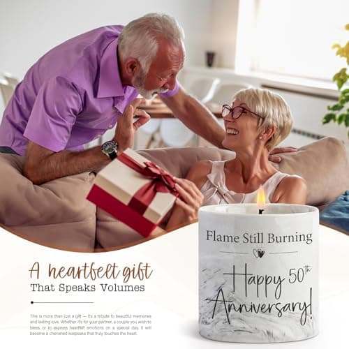 50th Anniversary Candle - 50th Wedding Anniversary Present for Couple & Parents, 50 Year Aniversario Gifts for Men, Women, Wife,Husband - 6 Oz Lavender Candle B0F896Y4LP