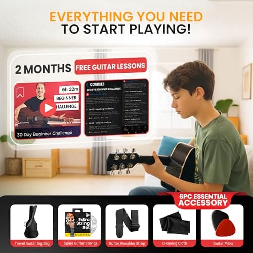 Pyle Cutaway Acoustic Electric Guitar and Amp Kit, 4/4 Full Size Spruce Wood Body with 10W Amplifier, Gig Bag, Strap, Extra Steel Strings, Picks, Cable, for Beginners and Adults, Natural