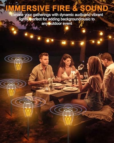 Vanten 2 Packs Outdoor Bluetooth Speakers, Bluetooth 5.0 Led Flame Speaker, IPX5 Waterproof Flame Torch Atmosphere Speaker, Flame Lamp, Gifts for Men Women, Decorations for Party Garden Patio
