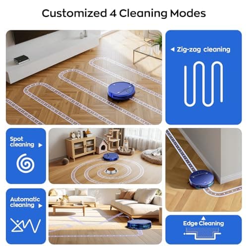 Robot Vacuum and Mop Combo, 2-in-1 Mopping Robot Vacuum Cleaner with 2300Pa Suction, 2.87'' Slim Design, Wi-Fi/App/Voice Control, 3D Obstacle Avoidance&Self-Charging for Hard Floors, Carpets, Pet Hair