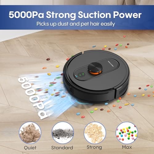 Robot Vacuum and Mop with Self-Emptying, Robotic Vacuum with 90-Day Hands-Free, Mapping, 5000Pa, LiDAR Navigation, Cleaning, Wi-Fi/App/Alexa Control, No-Go Zones,Ideal for Pet, Hard Floors, Carpet