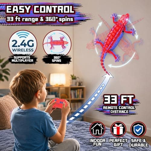 360° Rotating RC Stunt Car with Light, Wall Crawler Lizard Toys for 3-12 Year Old Boys Girls Kids Toys RC Wall Climbing Gecko, Rechargeable Remote Control Robot for Kids B0GYWVLG6M