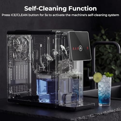 Antarctic Star Nugget Ice Maker Countertop, 33 Lbs/24H, Automatic Ice Dispenser, Self-Cleaning Portable Ice Machine, 1.8L Water Tank, Touch Screen & Auto Ice Drop, for Home/Office/Kitchen