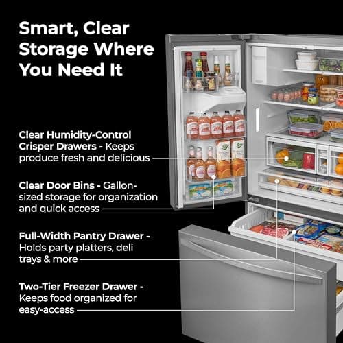 Kenmore 36" French Door Refrigerator with Freezer - Accela Chill, Adjustable Shelving, Dual Evaporator, ENERGY STAR Certified, 28.6 cu. ft. Capacity - Fingerprint Resistant Stainless Steel