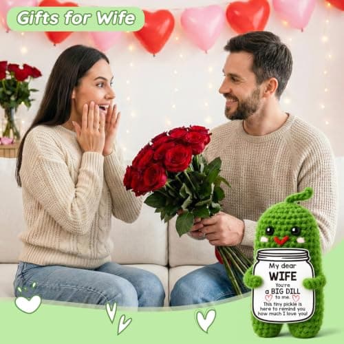 to My Wife Romantic Anniversary Wedding Gifts for Wife I Love My Wife Birthday Gift Ideas for Women Best Wife Present Gifts for Wife, Anniversary Birthday Gifts for Wife Handmade Crochet Pickle B0F18KSP6S