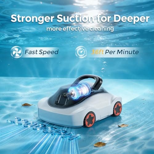 C5 Cordless Robotic Pool Cleaner with 180-Min Runtime, 2.7L Large Filter Basket & Self Parking, Pool Vacuum for Above-Ground Flat Pools up to 2200 Sq.Ft