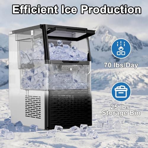 Nugget Ice Maker Machine Commercial, 80lbs/24h Undercounter Sonic Ice Machine with 20lbs Storage Bin & Dual Water Inlet, Chewable Pellet Ice for Restaurant Bar Home, Stainless Steel