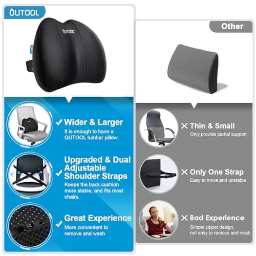 Lumbar Support Pillow for Office Chair, Office Home Essentials,Gifts for Mom,Dad, Back Support Pillow for Car, Chair Cushions,Back Pain Relief Improve Posture,Mesh Cover Double Adjustable Straps