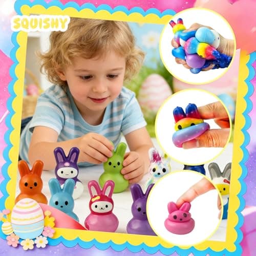 30Pcs Bunny Slow Rising Squishy Toys,Bulk Stress Relief Fidget Toy Squeeze Bunny for Kids,Treasure Chest Prizes, Classroom Prizes for Boys Girls B0FSKHRB4G