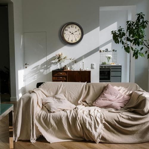 zyzamay 13 Inch Outdoor Clock with Thermometer and Hygrometer, Waterproof and Silent, Large Easy-to-Read Numbers, Ideal for Bedroom,Office,Living Room,Porch,Garden,Pool(BlackGold)