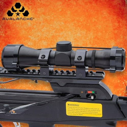 AVALANCHE Thunderstruck Blade Crossbow with Scope - Composite Stock, Fiberglass Limbs, Aluminum Barrel, Picatinny Rail, Anti-Fire Safety, 175-LB Draw-Weight, 340 FPS, Use for Hunting Game - Length 36”