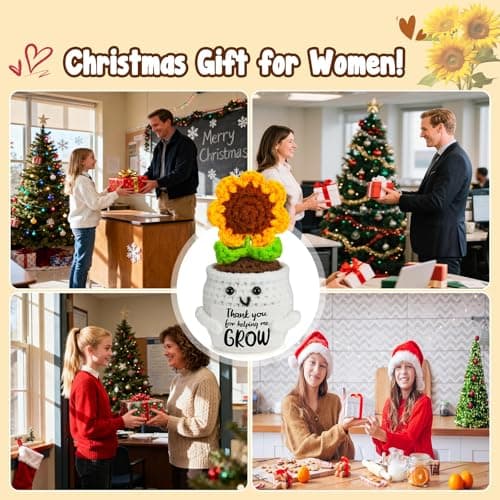 MBL Sunflower Christmas for Women Teacher - Thank You Appreciation Emotional Inspirational Support Crochet Sunflowers Gifts for Men Coworker Boss Lady Friend Thanksgiving Retirement Stocking Stuffers