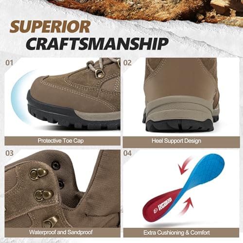 R CORD Hiking Boots Women Waterproof Ankle Support Womens Hiking Boots Backpacking Boots Breathable Non-slip Durable Boots for Outdoors