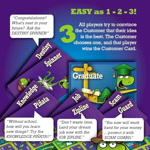 SNAKE OIL - The Silly Selling Party Game - Funny Group 3-10 Player Card Games - Fun Travel Activity for Friends and Family - Booster Shot Expansion for Ages 10+