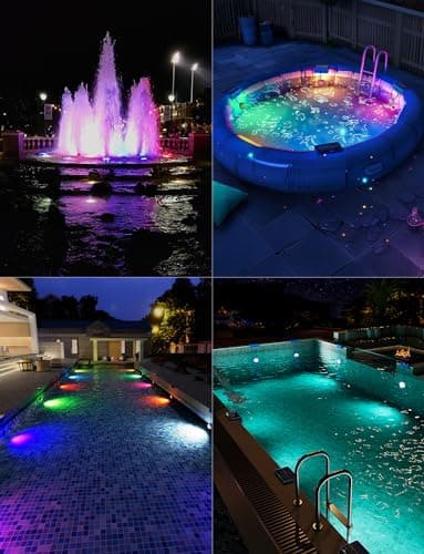 Solar Lights for Pools & Gardens - Waterproof RGB 16 Color Changing LED Lights (4Pack)