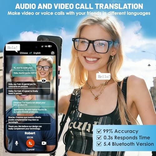 AI Smart Glasses for Men & Women – Powered by ChatGPT, 164+ Languages Translation and Photochromic Lens, Meeting Assistant, Bluetooth Glasses w/ Music & Hands-Free Calling, UV & Blue Light Protection