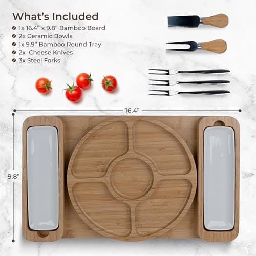 Meat Cheese Platter, Movie Nights, Family Gatherings, BBQ Picnic Essentials, Dinner Party Hosting Appetizer, Wine Nights Charcuterie Boards Set, Bamboo Cheese Tray with Serving Accessories B0CJH76S39
