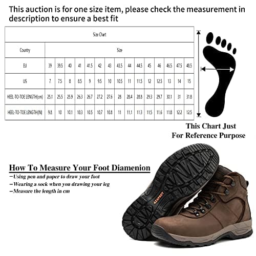 AZXPROT Waterproof Hiking Boots for Men, 6" Comfortable Soft Toe Shoes Mid Non Slip Hiking Shoes Outdoor Travel Shoes Leather Hiking Backpack Boots