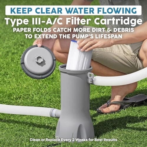 Bestway 1,000 GPH Filter Pump for Above Ground Swimming Pool with Type III-A/C Cartridge