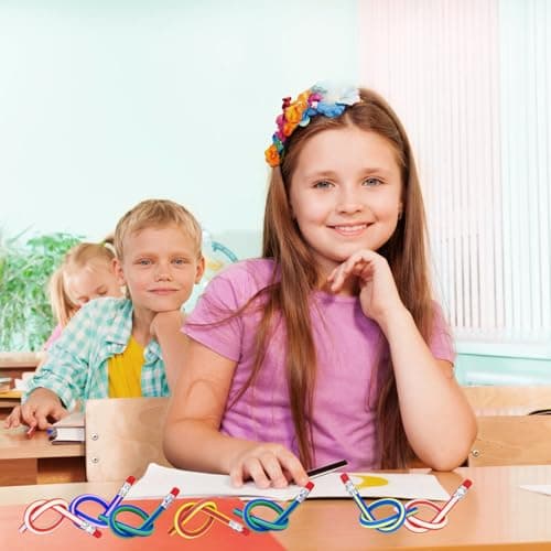 OJYUDD Flexible Bendy Pencil,35 PCS Flexible Soft Pencil Colorful Stripe Soft Pencils with Eraser as Gift for Students or Children B07GVDPM1D