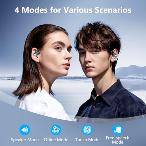 Open Ear Wireless Earbuds Headphones, Bluetooth Built-in Mic,Waterproof, LED Display Charging Case,on Ear Hooks clip Ear Buds，Ultra-Comfort Earphones Design for Running Fitness workout office gym