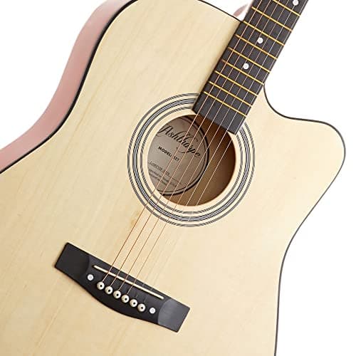 Ashthorpe 41-inch Beginner Cutaway Acoustic Guitar Package (Natural), Full Size Basic Starter Kit w/Gig Bag, Strings, Strap, Tuner, Picks
