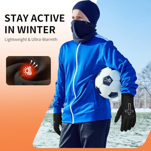 Newcotte 2 Pairs Winter Gloves for Men Women Black Faith Cross Running Gloves Touchscreen Lightweight Anti-Slip Warm Windproof Thermal Liner for Cold Weather Football Cycling Biking Skiing
