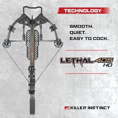 Killer Instinct LTL 405HD Crossbow Bundle, 405 FPS Compact Crossbow with Lumix 4x32 Scope, Anti Dry Fire Safety, Rope Cocker and 2 Carbon Bolts, Hunting Crossbow Kit