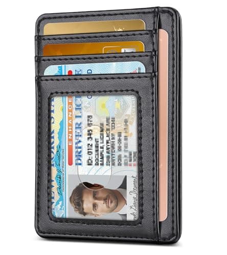 Teskyer Slim Wallet for Men, Minimalist Front Pocket RFID Blocking Leather Wallet Credit Card Holder for Men & Women
