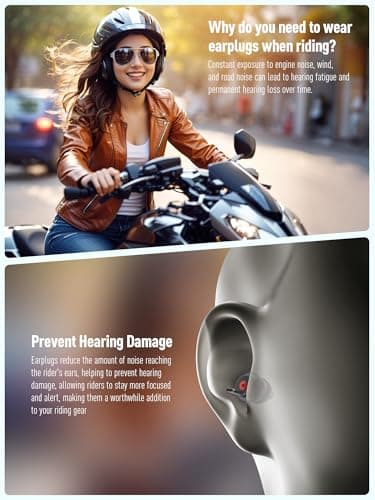Motorcycle Ear Plugs for Wind Noise Reduction, Keep Comms Clear, Comfort Under Helmet & Prevent Hearing Damage, Noise Canceling 25 dB, Reusable Earplugs for Motorbike, Touring, Racing, Shooting