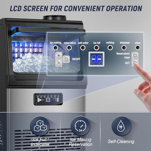 SOZT® Under Counter Ice Maker Machine, 100LBS/24H Stainless Steel Commercial Ice Machine, 20LBS Storage Capacity, Self-Cleaning Freestanding Ice Cube Maker for Home, Bar, Restaurant, Office