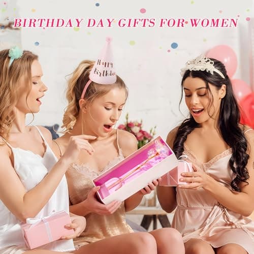 Beferr Gifts for Women Mom Galaxy Rose Glass Crystal Flowers with Heart-Shaped Base Eternal Roses Forever Flowers Mother's Birthday Gifts for Grandma Daughters Wife Sister Kids