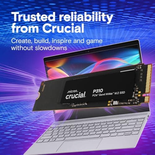 Crucial P310 1TB SSD, PCIe Gen4 NVMe M.2 2280, Up to 7,100MB/s, for Laptop, Desktop (PC), & Handheld Gaming Consoles, Includes Acronis Data Recovery Software, Solid State Drive - CT1000P310SSD801