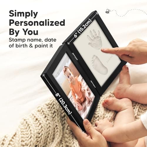 Baby Hand and Footprint Kit, Quick Dry Clay - Newborn Keepsake Feet and Handprint Kit, Nursery Picture Frame, Pet Dog Paw Prints,Personalized New Mom Gifts for Baby Showers & Registry(Onyx Black)