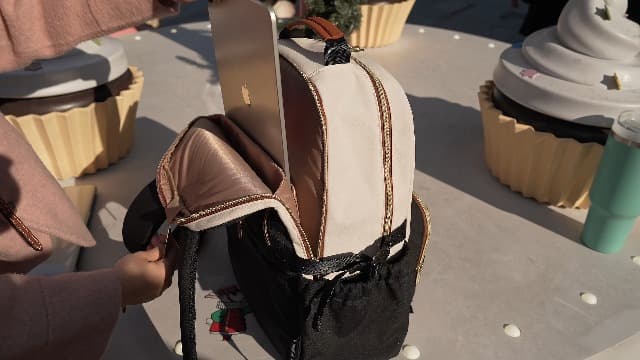 LOVEVOOK Laptop Backpack for Women with Pouch Pocket for Large Capacity Cup,15.6 Inch Laptop Computer Bag Travel Backpack Purse,Waterproof Work Business Backpack College Teacher Bags,Beige-Black-Brown