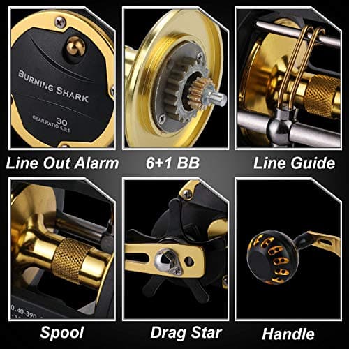 Sougayilang Trolling Reel Saltwater Level Wind Reels, Drag Reels Boat Fishing Ocean Fishing for Sea Bass Grouper