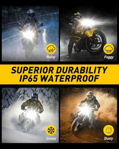 AUXITO H4 Light Bulb Hi/Low for Motorcycle, 400% Brighter, 9003 Bulb 6000K Cool White H4 Fog Light Fanless, Plug and Play, Pack of 1