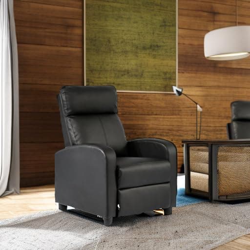 FDW Recliner Chair Push Back Sofa Home Theater Seating with Lumbar Support and Leather Padded Seat Backrest for Living Room