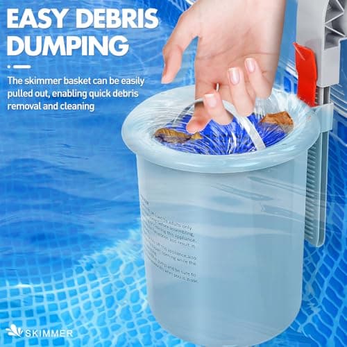 DeeprClean Above Ground Pool Surface Skimmer, Automatic Pool Skimmer for Top of Water, Wall Mount Surface Skimmer with Removable Skimmer Basket, Floating Pool Filter Pool Cleaning Maintenance Kit