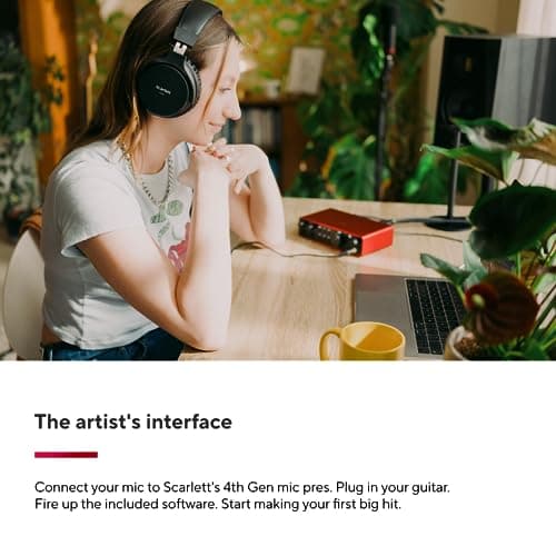 Focusrite Scarlett 2i2 4th Gen USB Audio Interface for Recording, Songwriting, Streaming and Podcasting — High-Fidelity, Studio Quality Recording, and All the Software You Need to Record