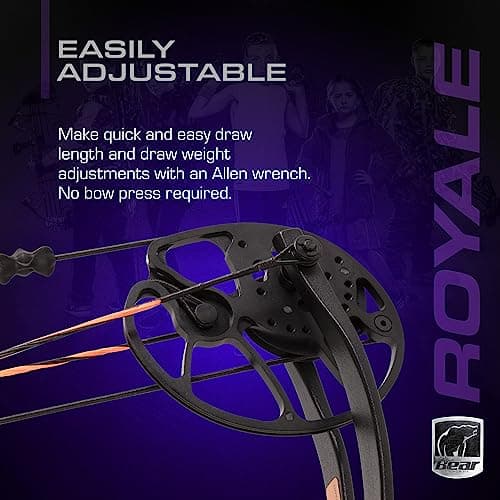 Bear Archery Royale Ready to Hunt Compound Bow Archery Set with Archery Accessories for Adults and Youths, 12”- 27” Draw Length, 5-50 Lbs Draw Weight, Up to 290 FPS