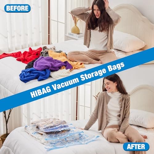 HIBAG Vacuum Storage Seal Bags, 10 Jumbo Space Saver Vacuum Sealer Bags for Clothes, Comforters, Blankets, Bedding (10J)