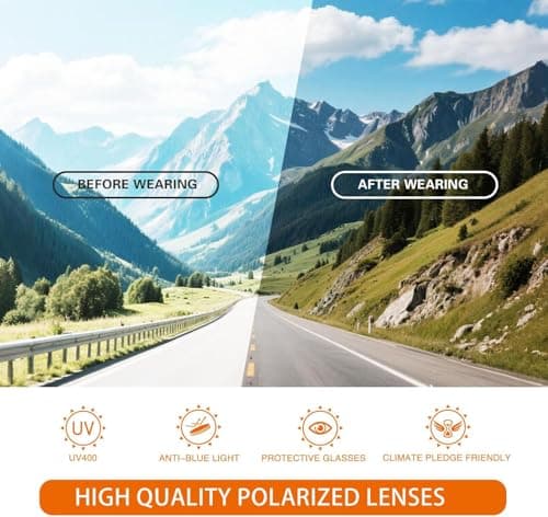 suoso Polarized Sports Sunglasses for Men: UV400 Protection Glasses Womens Wrap Around Goggles for Driving Fishing